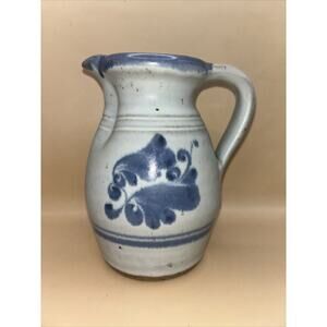 Pottery Pitcher Stoneware with Blue Design